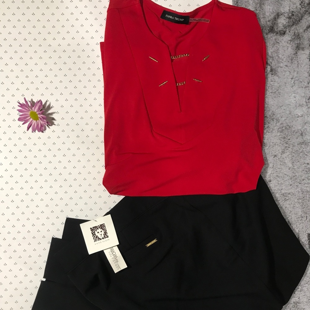 Ivanka Trump Red 3/4 with gold accessory links XL